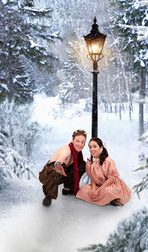  Students Jack Johnson and Alisha Hunter prepare for their roles at Tumnus and Lucy in Idaho State University's production of 