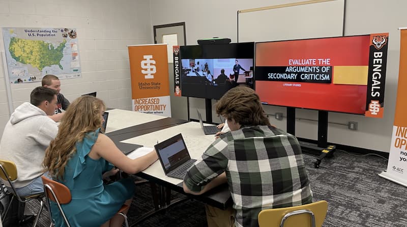 Students participate in a virtual class through Idaho State's INCLUDE program.