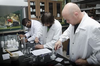 Students utilizing the College of Pharmacy labs for both training and research