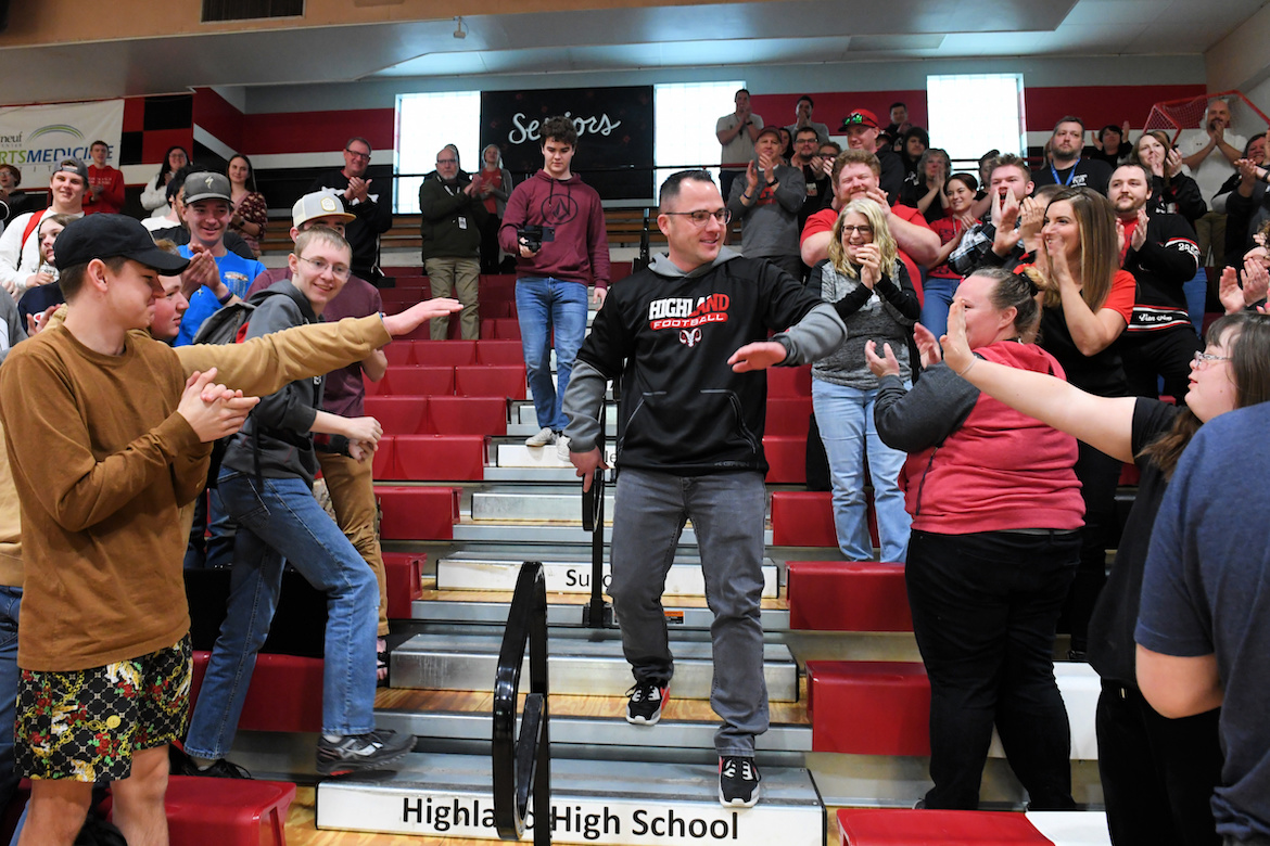 Dane Beorchia is congratulated by students