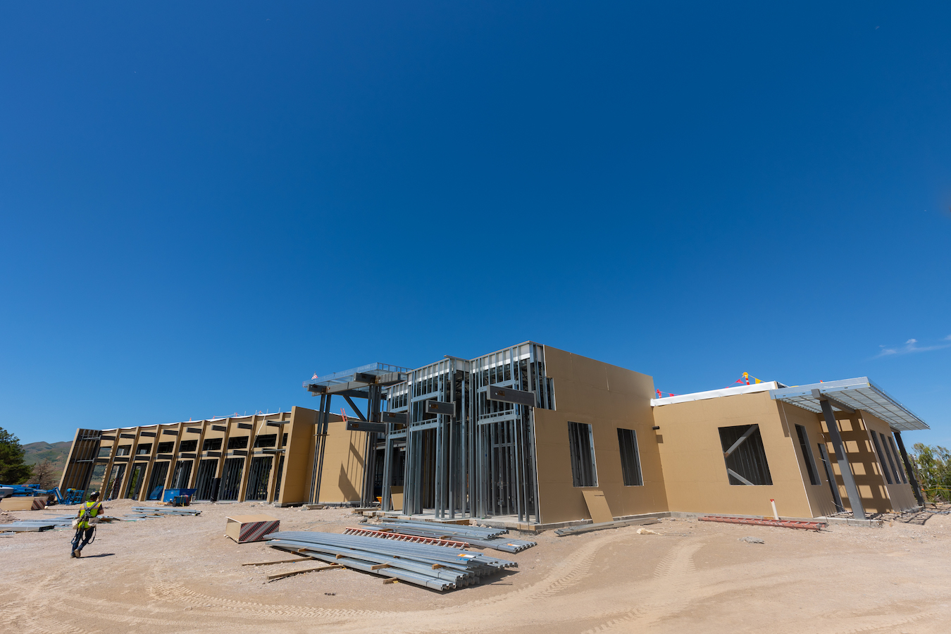 Alumni Center construction site with building in progress