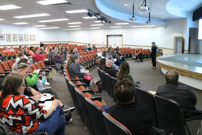 Paraprofessionals from School District 25 meet on the Idaho State campus