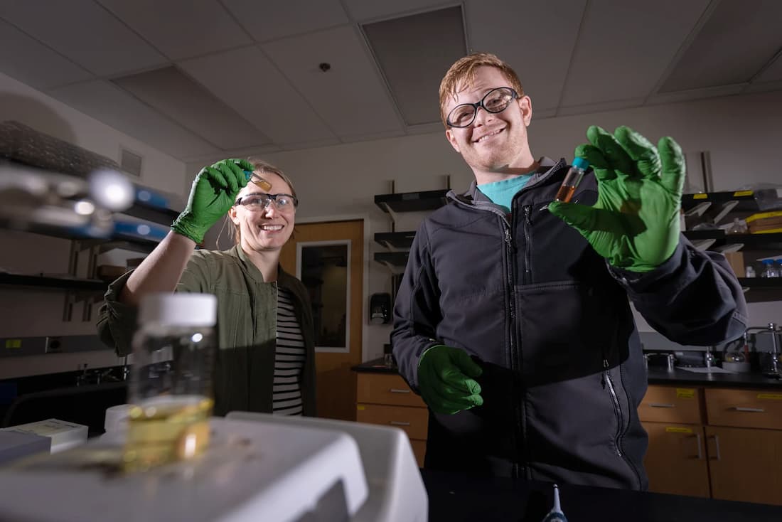 Two students in a lab