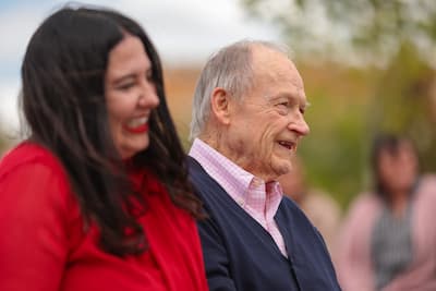 Dick Bowen with his daughter Elizabeth at the Rendezvous Center dedication