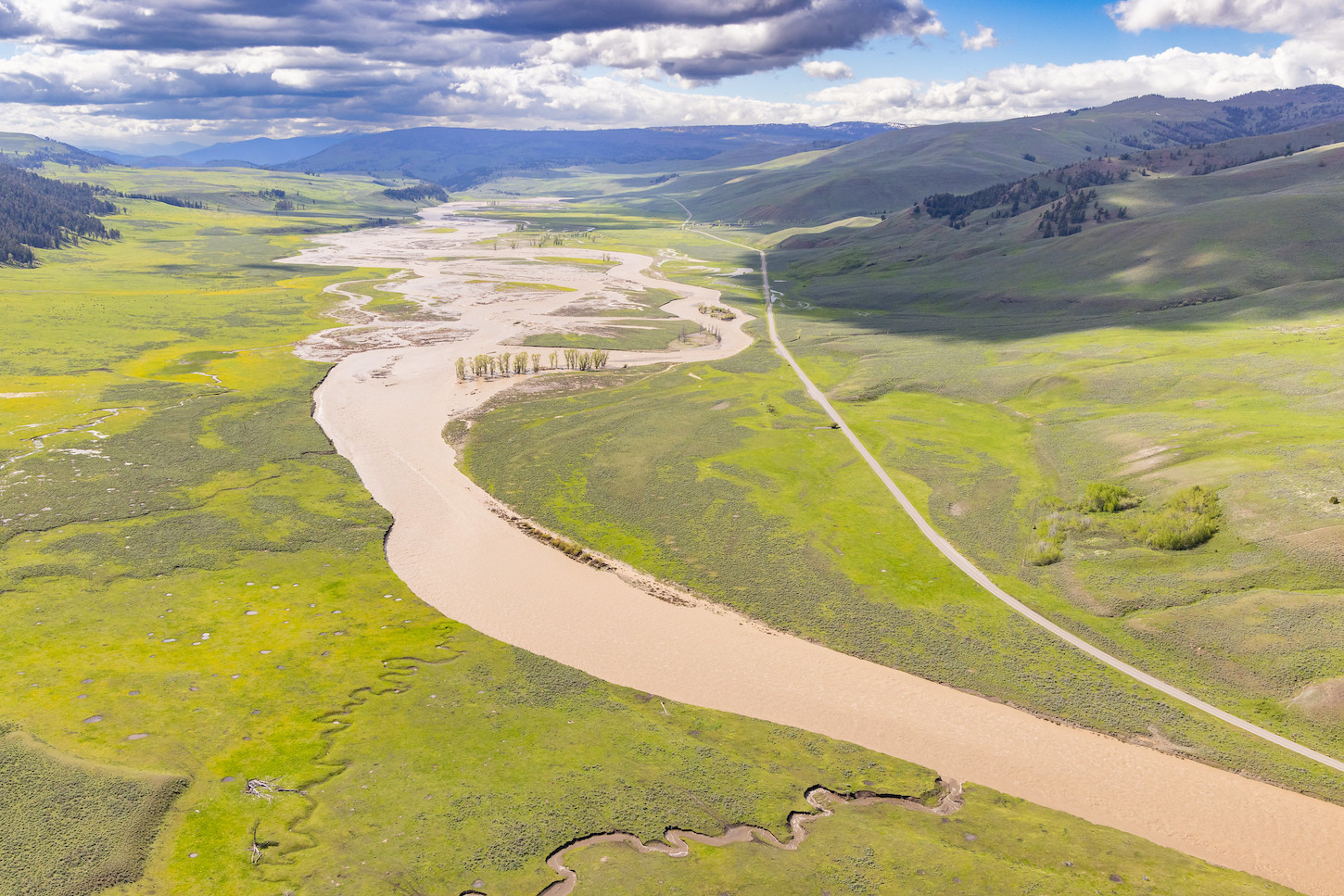 aerial photo of Lamar River