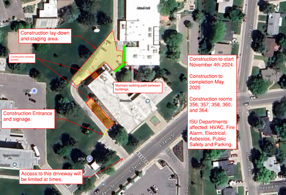A map of the College of Education Building