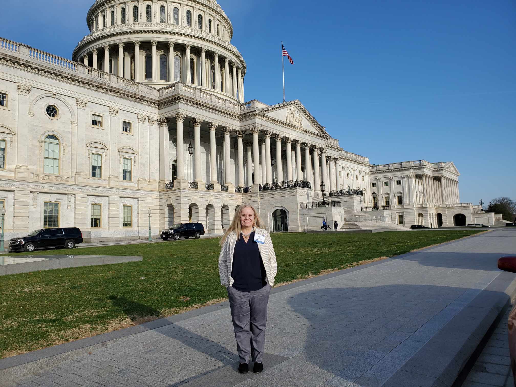 Rhonda Ward in front of the US Capitol Building in Washington, D.C.