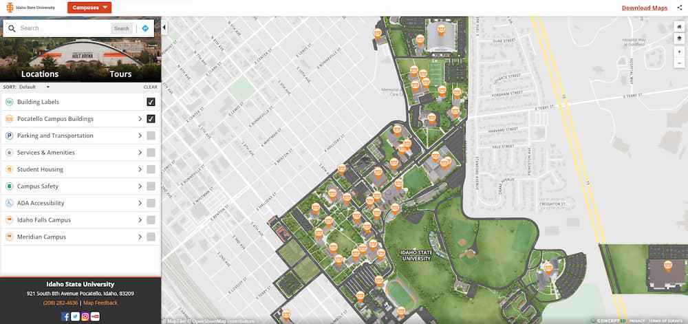 Screenshot of the new ISU Map showing left navigation to the different sections