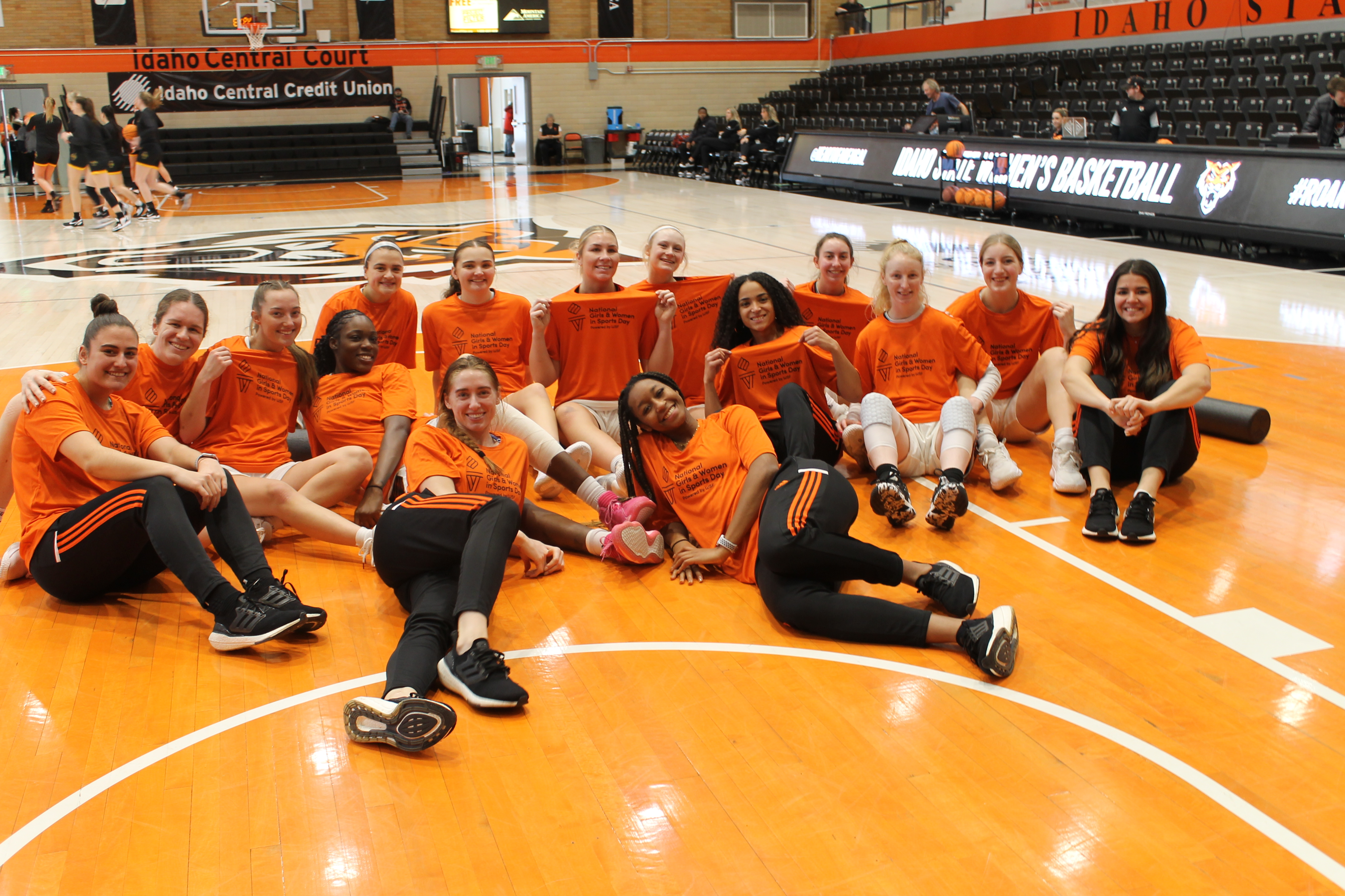 Gifrls in Reed Gym celebrating National Women and Girls in Sports Day 2023