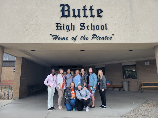 ISU students Crystal Peace, Kailey Marler, Vivian Owusu, Kristi Steidley, Lori Johnson, Jenna Lamar, Megan Tooke, Hawley Hennen alongside ISU faculty Dr. Amanda Eller and Suzanne Beasterfield traveled to Arco and Mackay, Idaho to participate in this year’s TRAIL Experience.