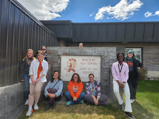 ISU students Crystal Peace, Kailey Marler, Vivian Owusu, Kristi Steidley, Lori Johnson, Jenna Lamar, Megan Tooke, Hawley Hennen alongside ISU faculty Dr. Amanda Eller and Suzanne Beasterfield traveled to Arco and Mackay, Idaho to participate in this year’s TRAIL Experience.
