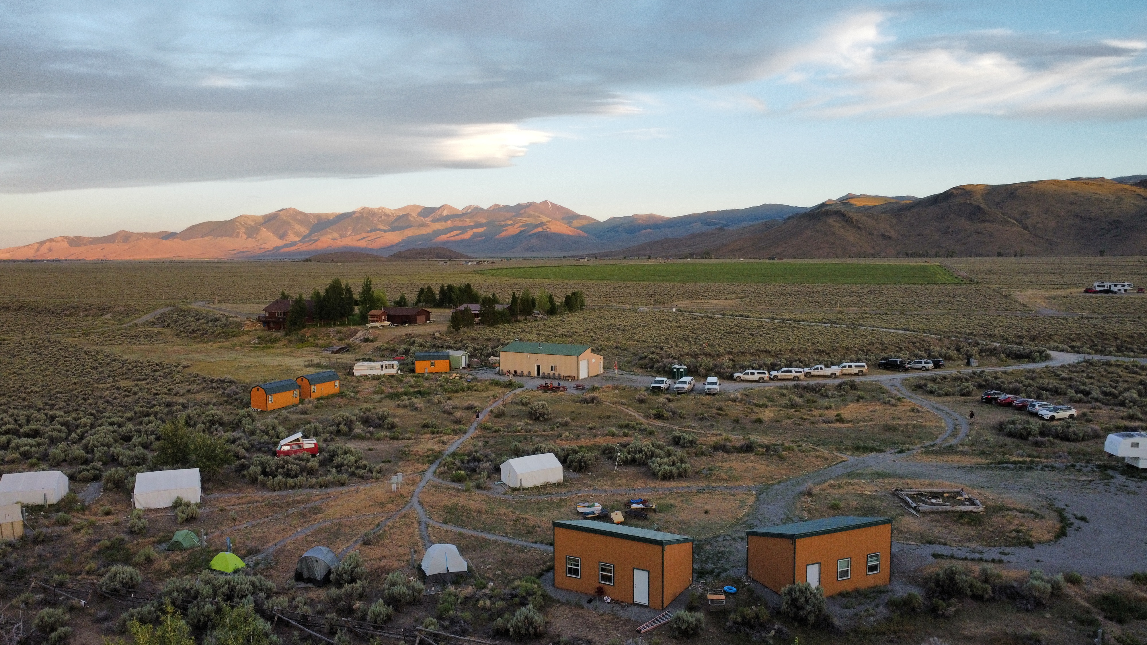 Aerial view of the Lost River Field Camp base