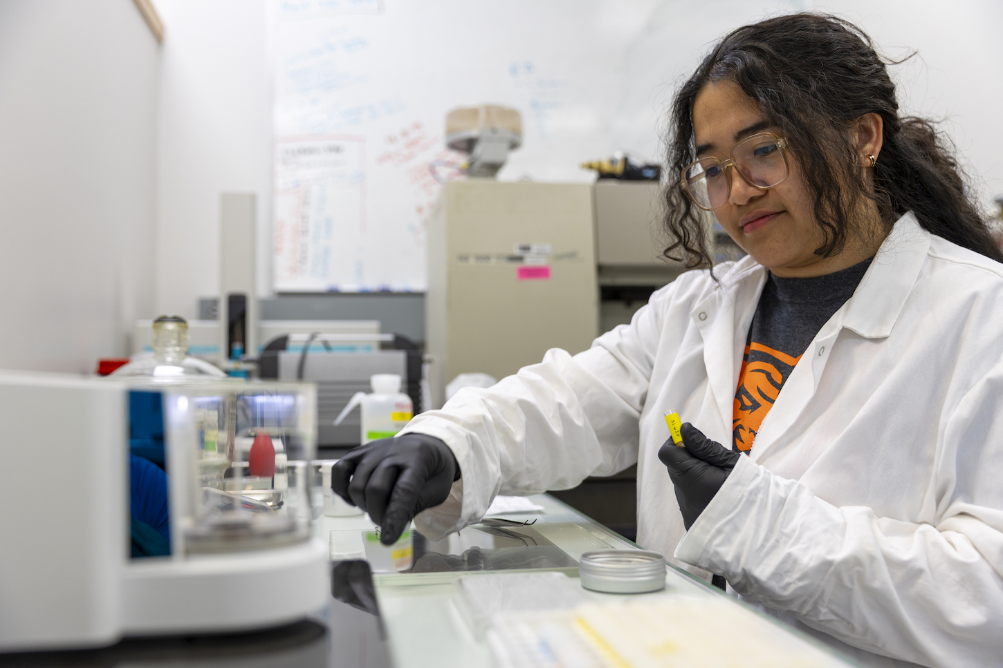 A girl in a laboratory