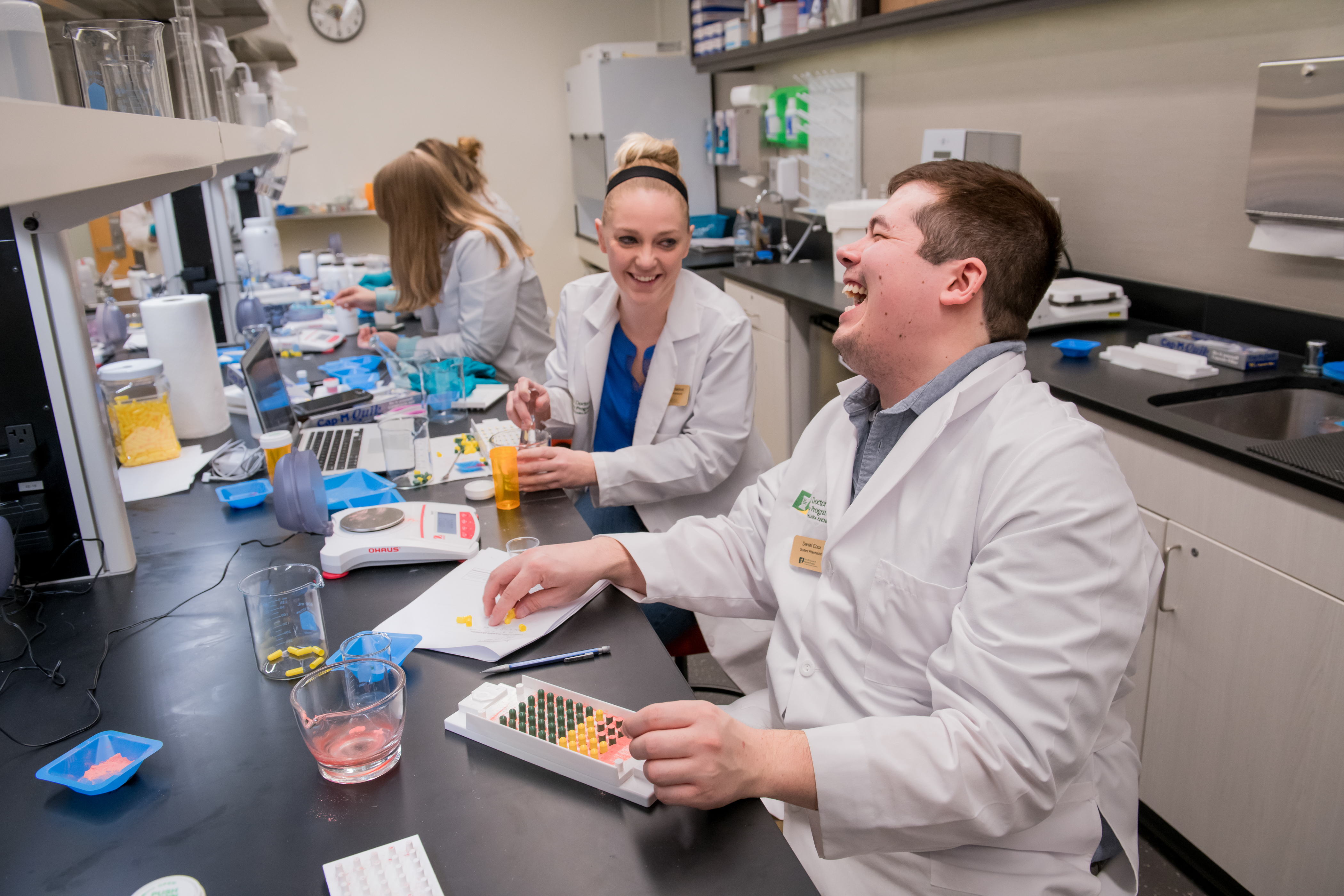 ISU student pharmacists in a lab at University of Alaska Anchorage