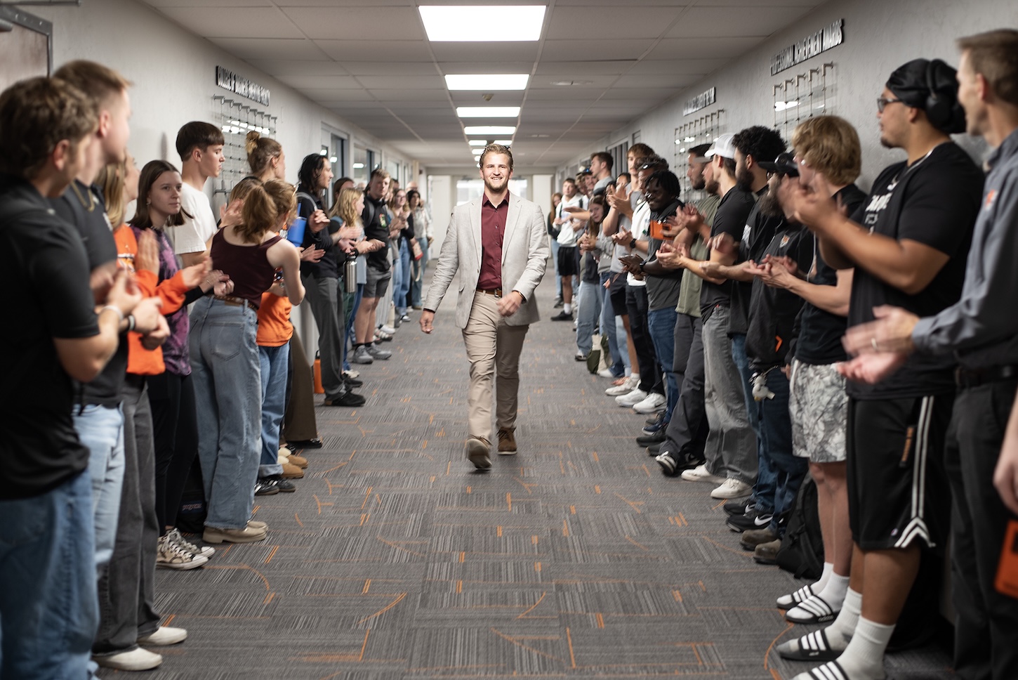 A man walks the hallway during a show