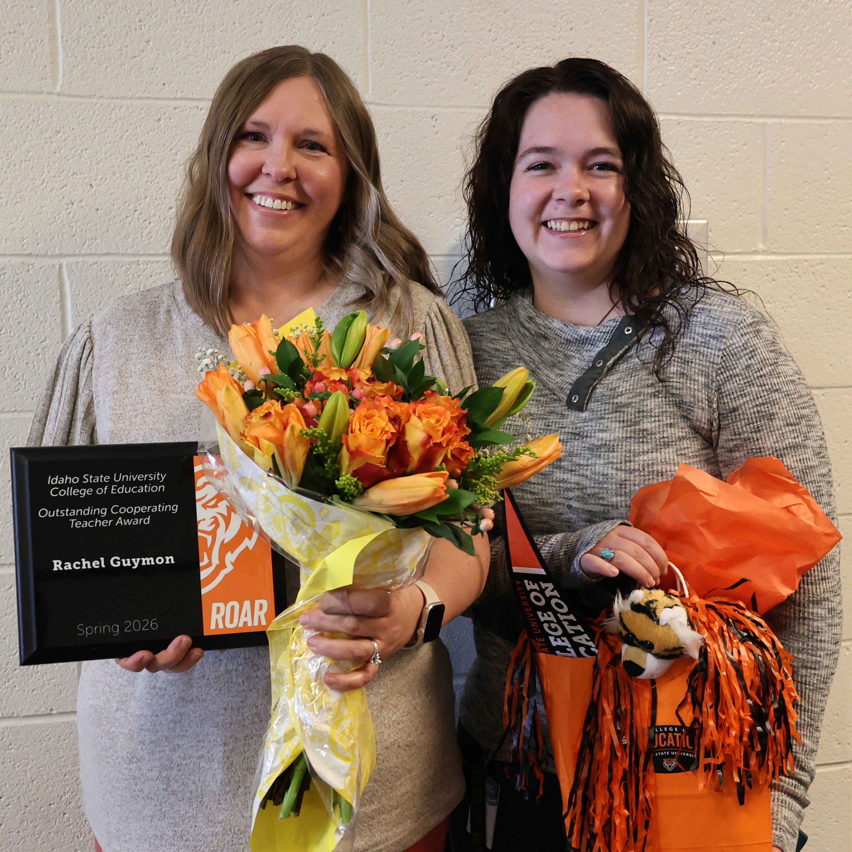 Rachel Guymon, a fourth-grade teacher in the Sugar-Salem School District, was awarded the College of Education Spring 2026 Outstanding Cooperating Teacher award. She is pictured with her ISU student, Kylie Clinger.