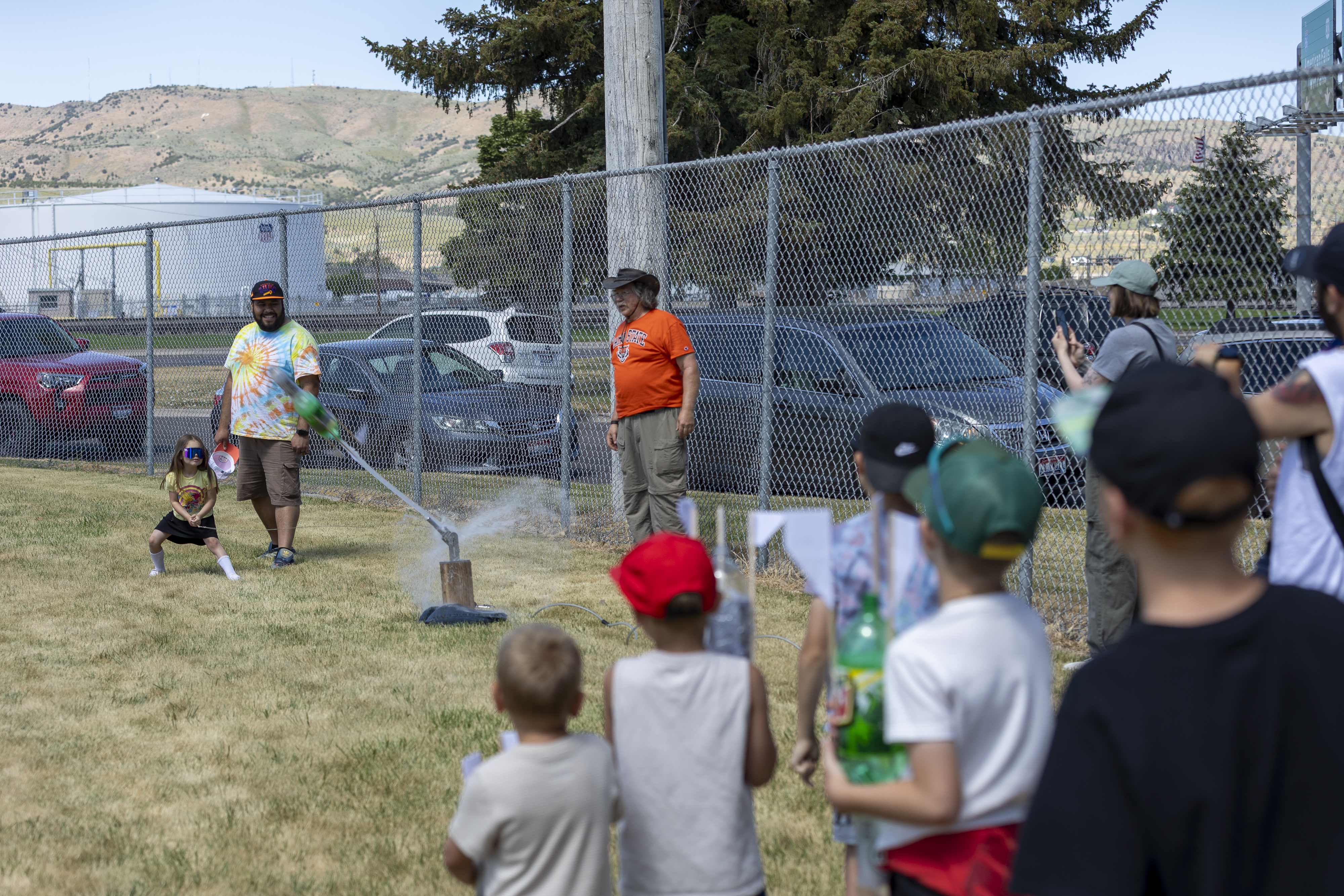 Water rocket scientists build and launch their creations at the Idaho State University Department of Physics’ Water Rocket Festival on June 28, 2025.