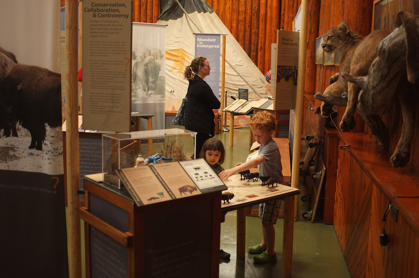 Kids interacting with BISON exhibit