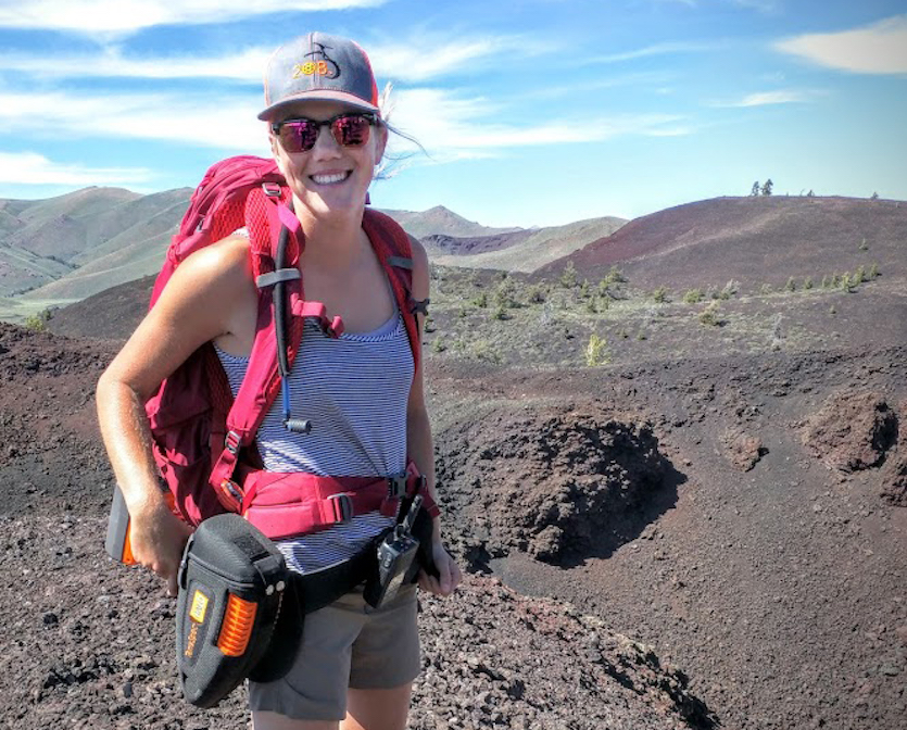 Erin Sandmeyer in the field at Craters of the Moon National Preserve