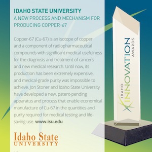 A poster featuring image of award trophy and printed information about the award.
