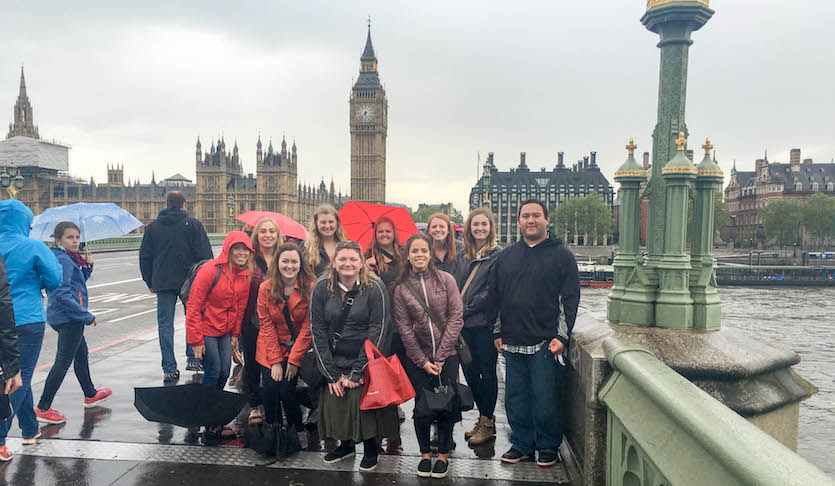 Photo of students on European trip. 