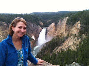 Yolonda Youngs overlooking Yellowstone falls