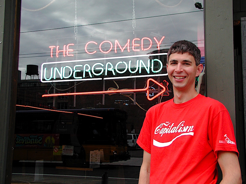 Photo fo Yoram Bauman at Comedy Underground club.