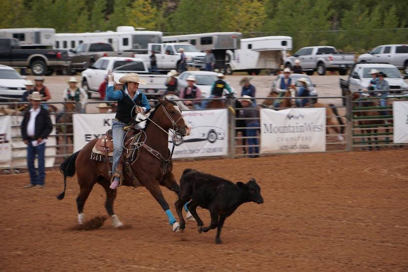 Ekstrom roping a calf. 