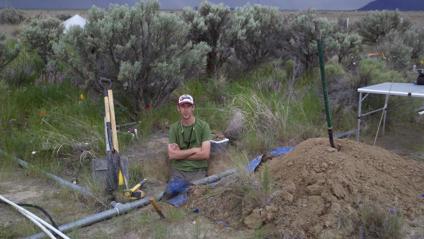 Dave Huber in the field in a soil pit used for the study.