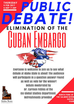 Poster announcing details of Cuba debate