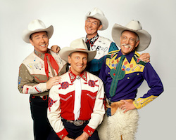 Riders in the Sky group photo of four cowboys. 