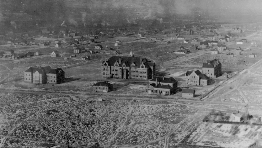 Aerial view of Academy of Idaho about 1910. 