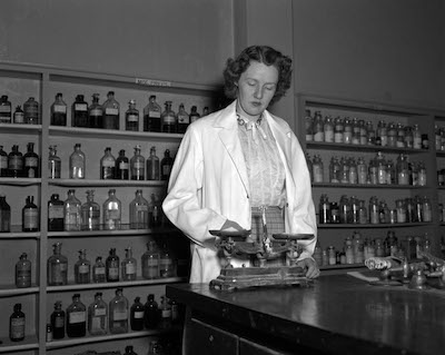 Historical Photo with Female Pharmacist
