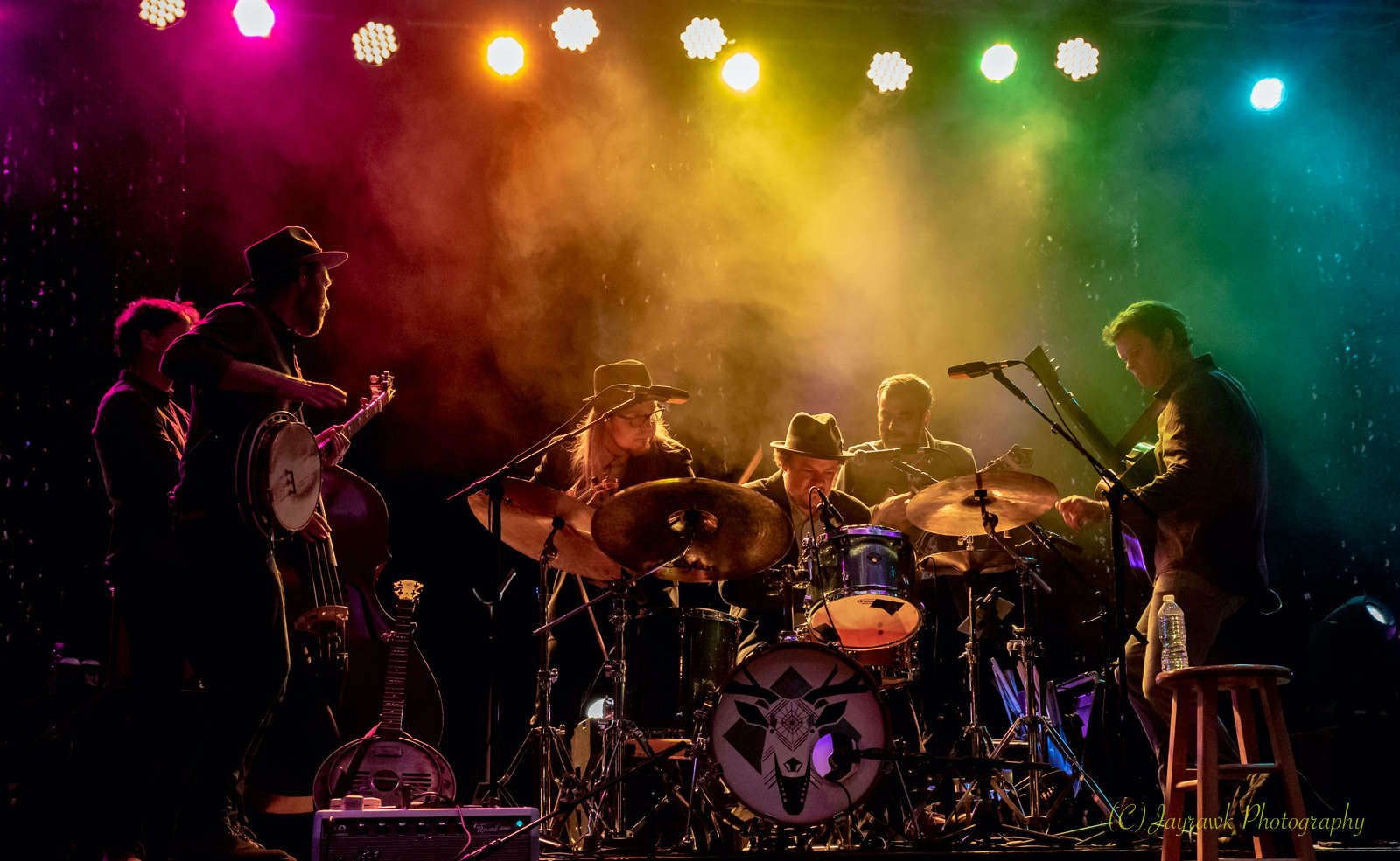 Steep canyon band on stage performing