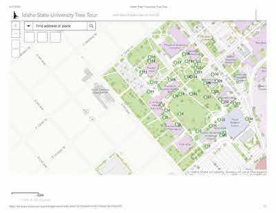 A screen shot of the virtual ISU Campus Tree Tour app.