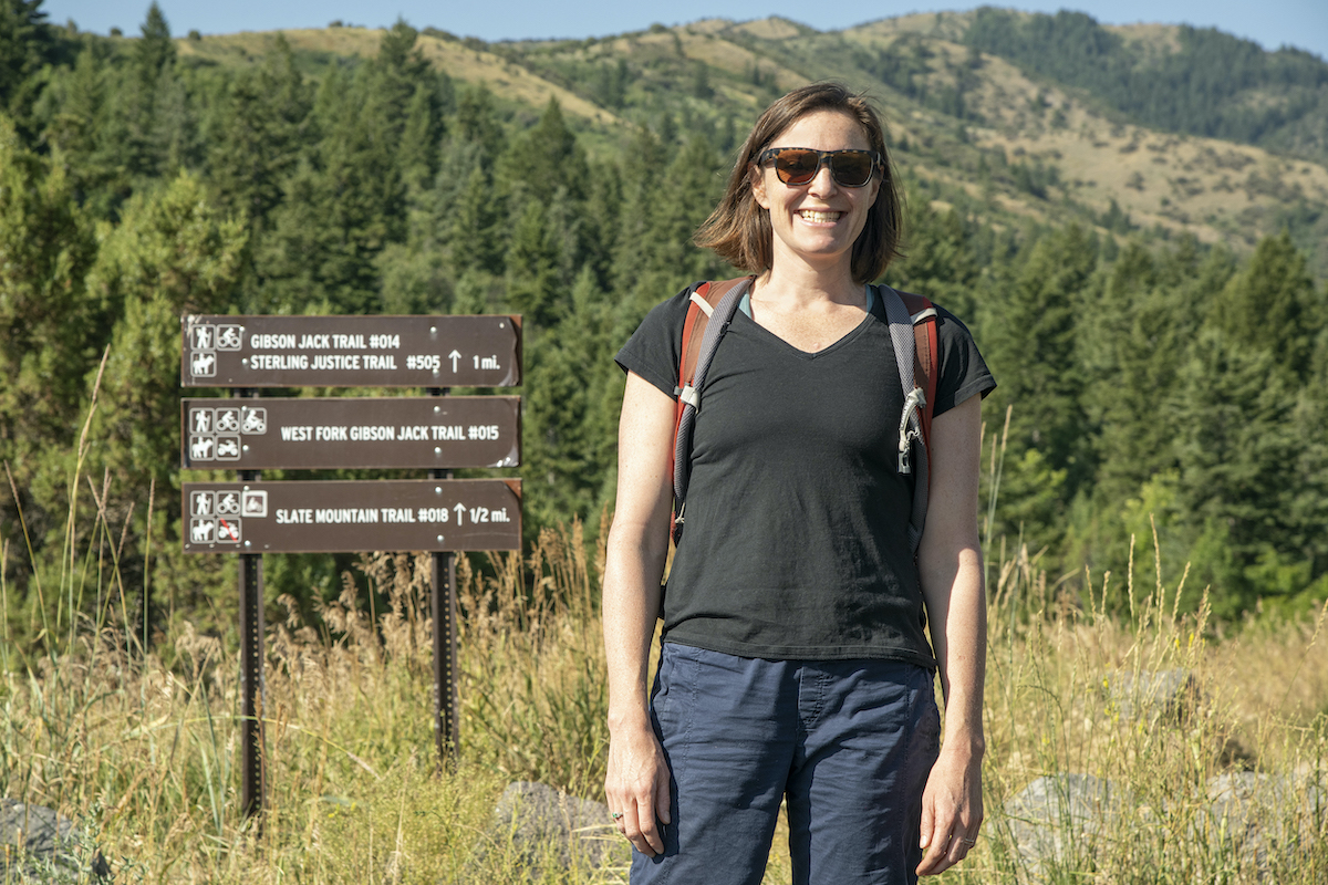 Rebecca Hale standing near Gibson Jack trailhead.