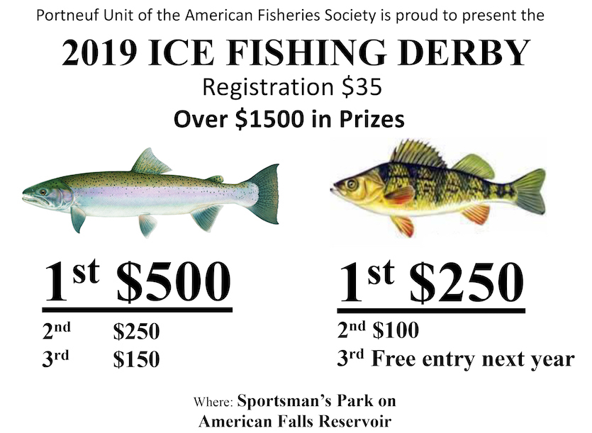 Flyer advertising ice fishing derby. 