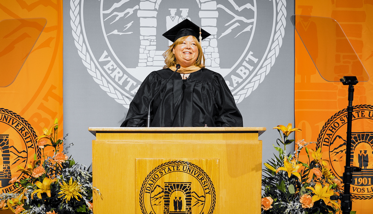 Susan Brooks at the podium