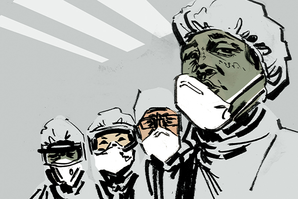 Illustration of nurses wearing masks