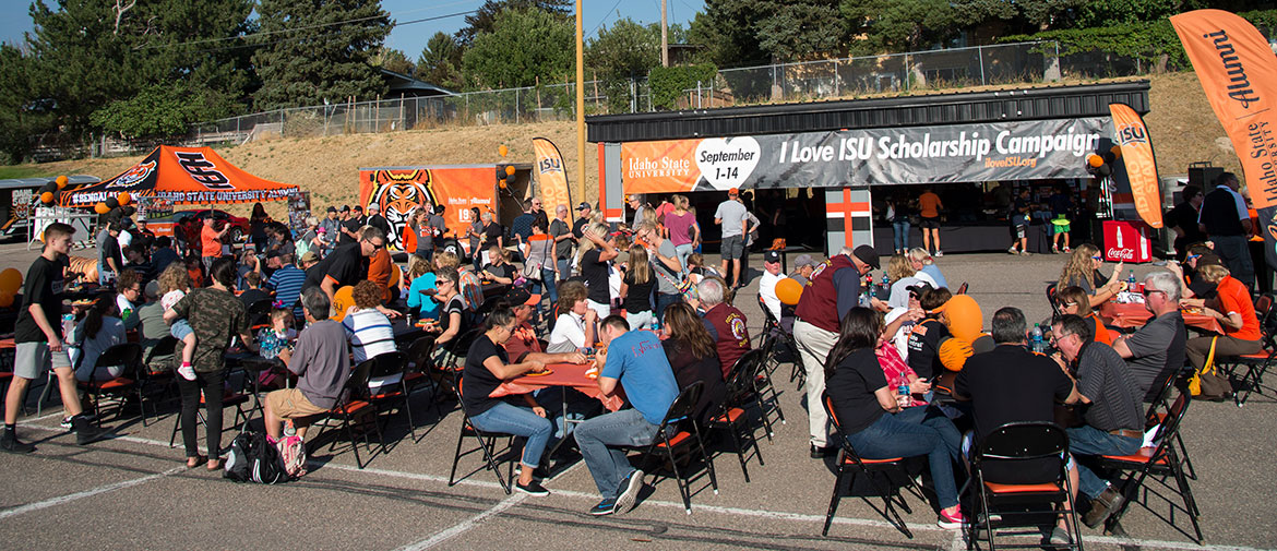 Alumni tailgate party prior to a football game