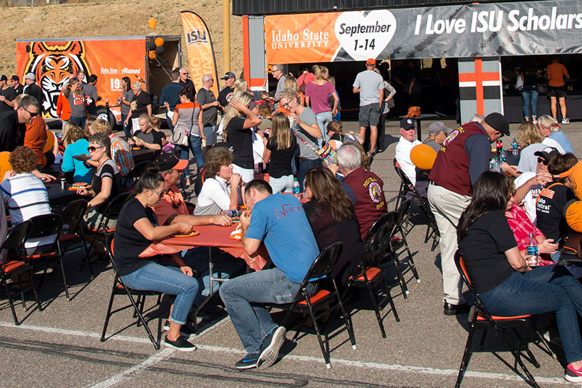 Alumni tailgate party prior to a football game