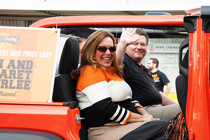 President Satterlee in the homecoming parade