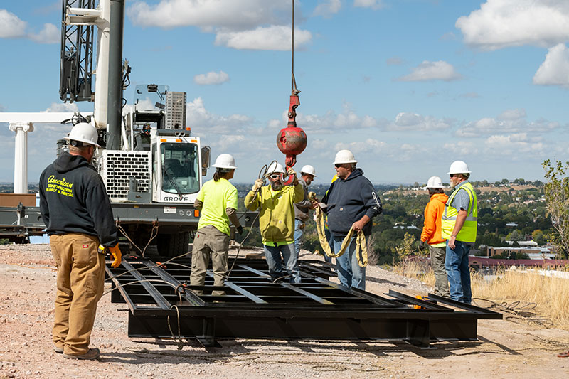 Hoisting the I into place