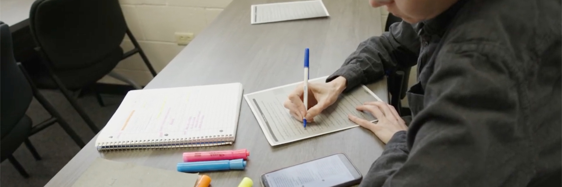 Student doing homework