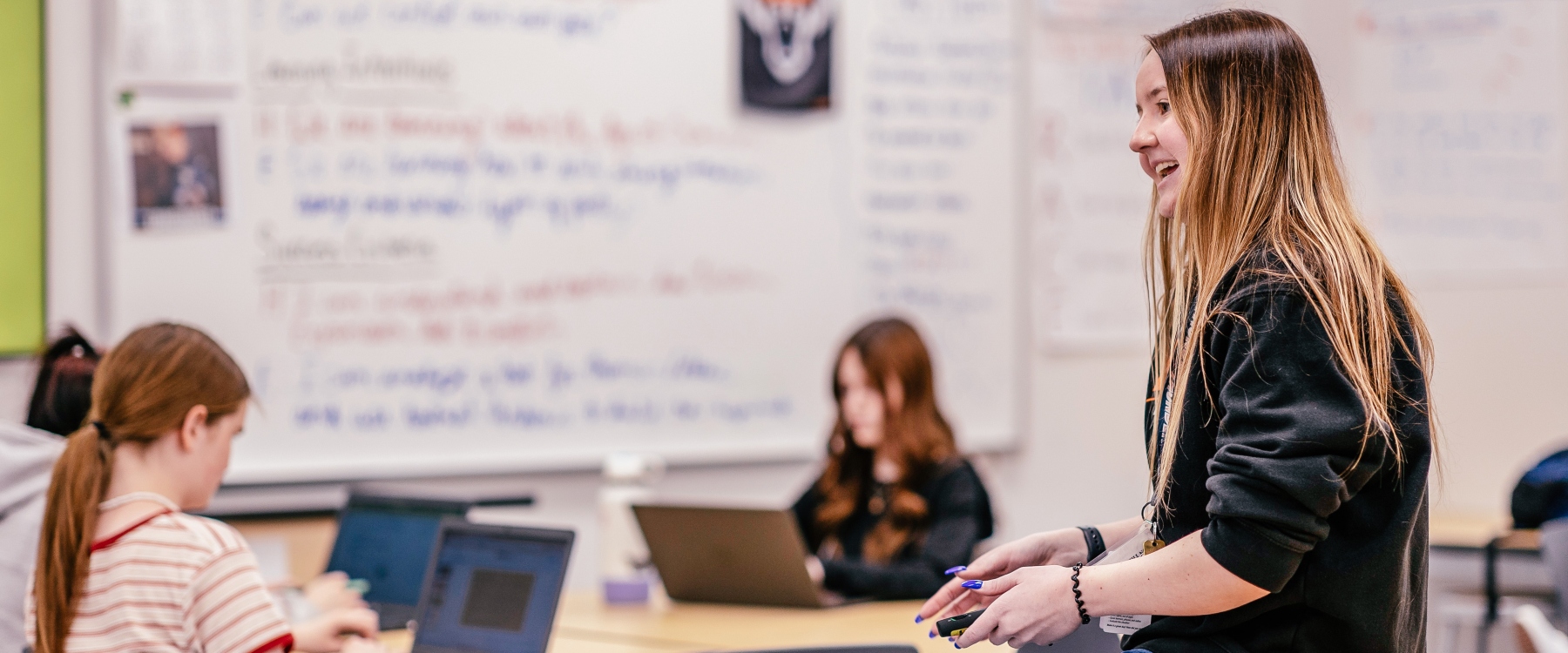 A teacher lecturing on mental health