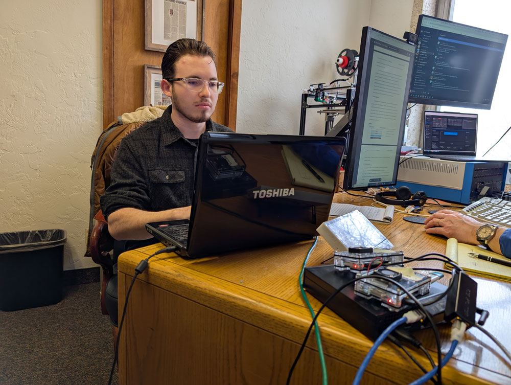 Ethan Freeburne works on a cybersecurity device called a honeypot