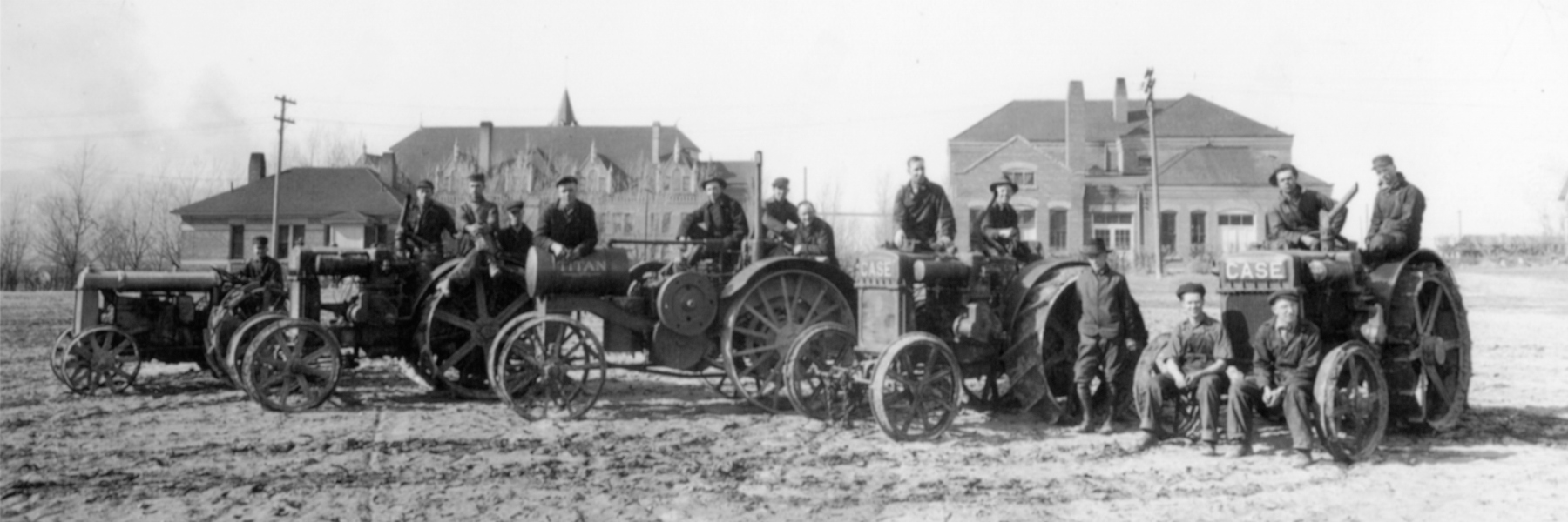 Students with tractors on the Tech Farm