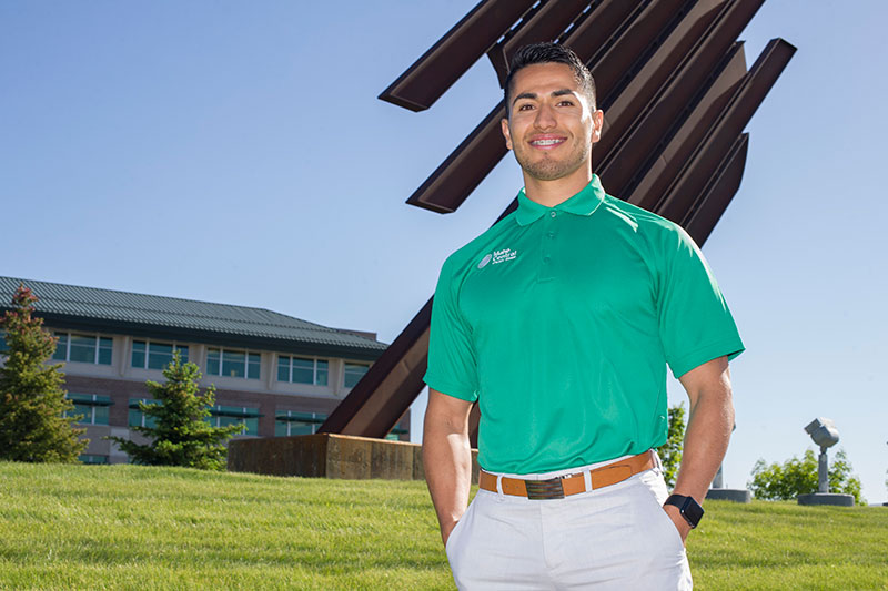 Career Path Internship participant in front of credit union