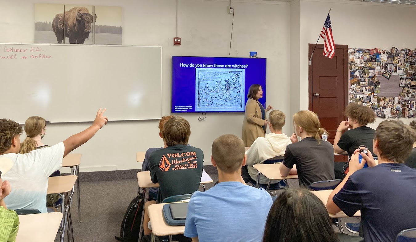 A classroom with students