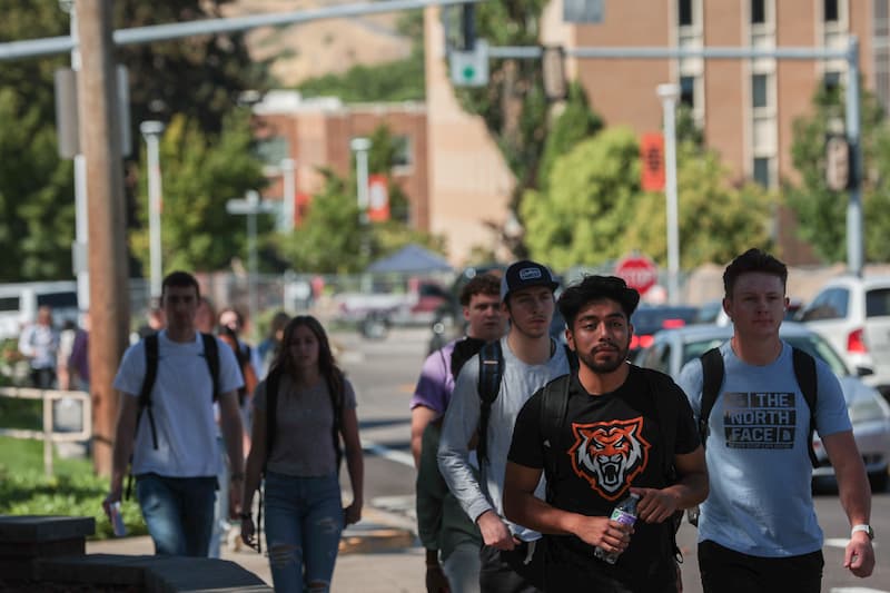 Student walking to classes